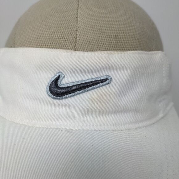 Nike Mens Strapback Sun Visor Hat White OSFA Strapback Embroidered Logo Swoosh - Picture 4 of 12